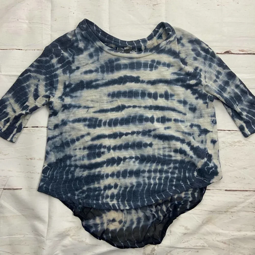 Young Fabulous & Broke Blue Gray ikat Tie Dye Britt Half Sleeve Top Womens S - Picture 2 of 8